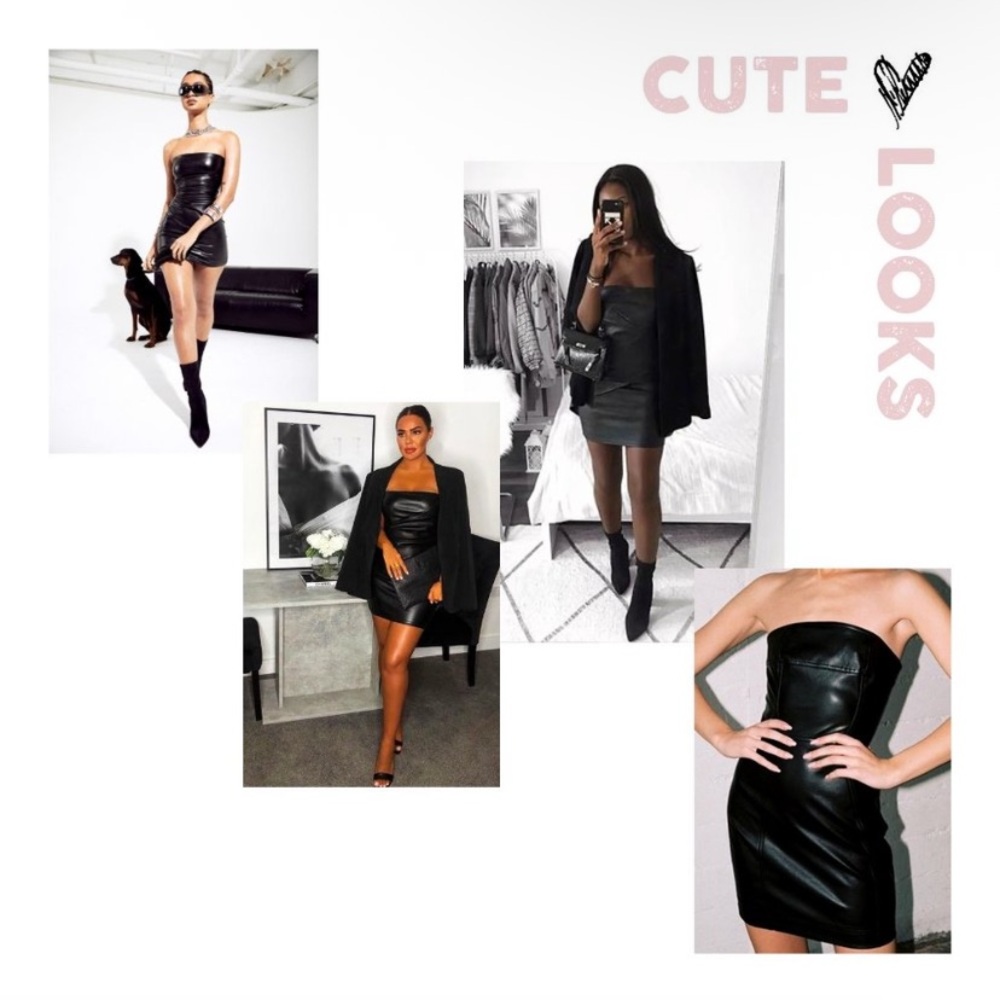 Bebe Faux leather strapless dress